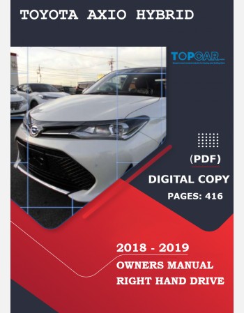 toyota axio hybrid 2018-2019 owners manual in english